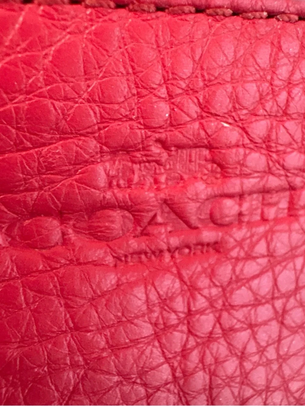 Coach Red Pebbled Leather Double Zip Wristlet Clutch